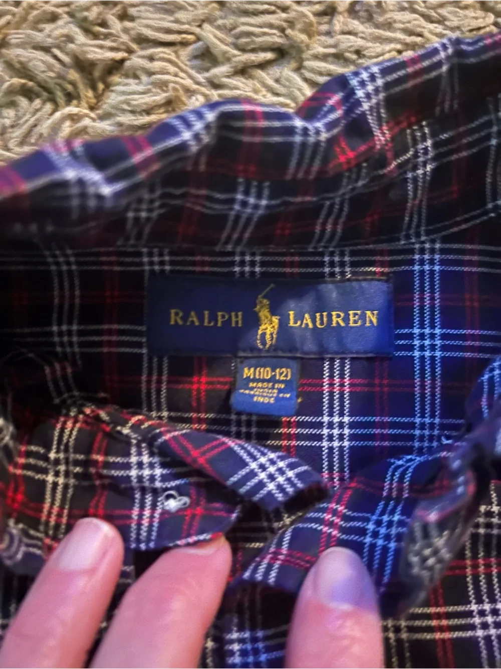 Boy’s Ralph Lauren Burgundy & Navy Plaid Button-Down Shirt